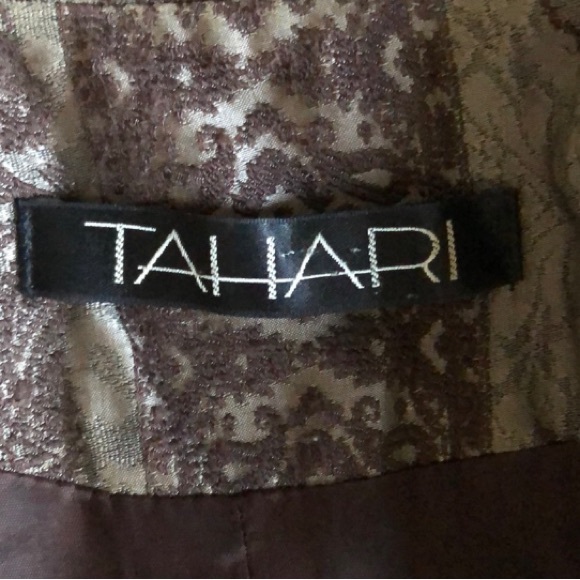Vintage Tahari platinum bronze brocade crop waisted blazer - Picture 10 of 11